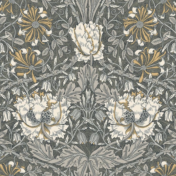 Galerie Wallpaper Product code: ET12608 - Arts and Crafts Wallpaper Collection - Charcoal Cream Yellow Colours -  