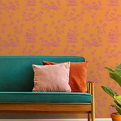 Galerie Wallcoverings Product Code 12602 - Ted Baker Fantasia Wallpaper Collection - Orange Pink Colours - Laurel Design