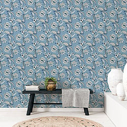 Galerie Wallcoverings Product Code 18553 - Into The Wild Wallpaper Collection - Blue Colours - Abstract Floral Design