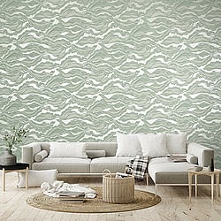 Galerie Wallcoverings Product Code 30027 - Slow Living Wallpaper Collection - Wasabi Green Colours - Reflection Wasabi Green Design