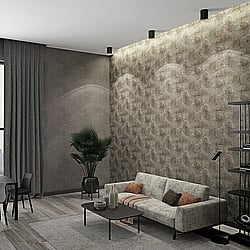 Galerie Wallcoverings Product Code 32821 - Perfecto 2 Wallpaper Collection - Grey Brown Black Colours - Rustic Circle Design