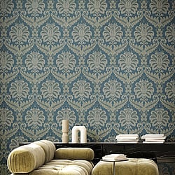 Galerie Wallcoverings Product Code 35925 - Ornamenta Wallpaper Collection - Green Gold Colours - Traditional Damask Design