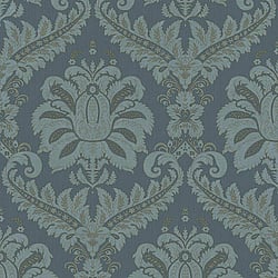 Galerie Wallcoverings Product Code 35926 - Ornamenta Wallpaper Collection - Blue Gold Colours - Traditional Damask Design