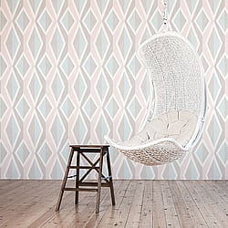 Galerie Wallcoverings Product Code 51183803 - Skandinavia 2 Wallpaper Collection - Pastel Pink Blue Grey Colours - Pastel Shades Big Ikat Stripe Design