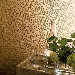 Galerie Wallcoverings Product Code 59115 - Merino Wallpaper Collection - Gold Colours - Metallic Print Design