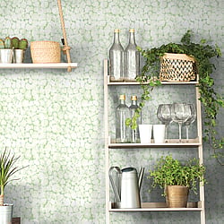 Galerie Wallcoverings Product Code 7316 - Evergreen Wallpaper Collection - Green Mica Colours - Reflections Design