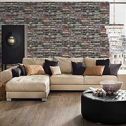 Galerie Wallcoverings Product Code BB51113 - The Bricks And More Wallpaper Collection - Beige Brown Grey Colours - Brickshire Residents Motif Design