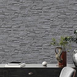 Galerie Wallcoverings Product Code BB51149 - The Bricks And More Wallpaper Collection - Grey Black Colours - Graceful Granite Motif Design