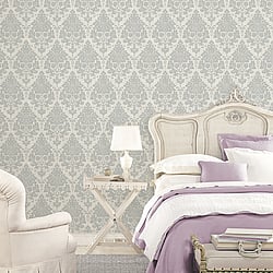 Galerie Wallcoverings Product Code CI38223 - Classic Silks 4 Wallpaper Collection - Silver, Pearl Colours - Damask Design