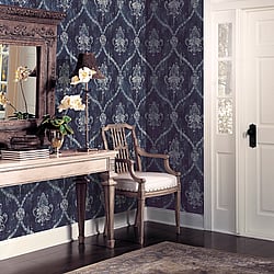 Galerie Wallcoverings Product Code CI38252 - Classic Silks 4 Wallpaper Collection - Blue, Silver Colours - Regal Damask Design