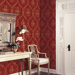 Galerie Wallcoverings Product Code CI38254 - Classic Silks 4 Wallpaper Collection - Red, Tan, Ochre, Terra Cotta Colours - Regal Damask Design