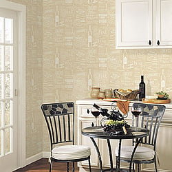 Galerie Wallcoverings Product Code CK36632 - Kitchen Style 3 Wallpaper Collection - Cream White Colours - Wine with Friends Design