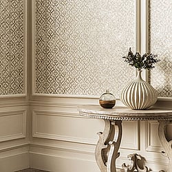 Galerie Wallcoverings Product Code DWP0246-05 - Emporium Wallpaper Collection - Cream Gold Colours - Aged Quatrefoil Design