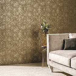 Galerie Wallcoverings Product Code DWP0246-07 - Emporium Wallpaper Collection - Gold Colours - Aged Quatrefoil Design