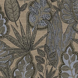 Galerie Wallcoverings Product Code FL61115 - Flourish Wallpaper Collection - Beige/Brown Colours - Grafic Leaves Motif Design