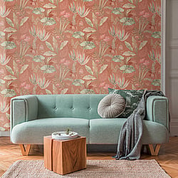 Galerie Wallcoverings Product Code FL61122 - Flourish Wallpaper Collection - Beige/Green Colours - Mix Leaves Motif Design