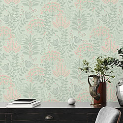 Galerie Wallcoverings Product Code FL61127 - Flourish Wallpaper Collection - Grey/Green Colours - Dreaming Garden Motif Design