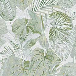 Galerie Wallcoverings Product Code FL61159 - Flourish Wallpaper Collection - Grey/Green Colours - Jungle Leaves Motif Design