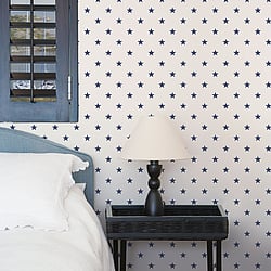 Galerie Wallcoverings Product Code G23101 - Deauville 2 Wallpaper Collection - Navy Blue White Colours - Deauville Star Design