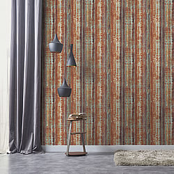 Galerie Wallcoverings Product Code G45358 - Grunge Wallpaper Collection - Orange Blue Gold Colours - Metal Sheet Design