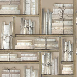 Galerie Wallcoverings Product Code G56154 - Nostalgie Wallpaper Collection - Brown Colours - Natural books Design