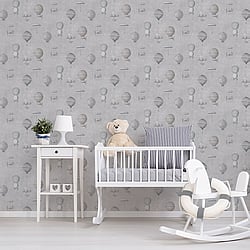 Galerie Wallcoverings Product Code G56201 - Nostalgie Wallpaper Collection - Silver Grey Colours - Air Ships Design