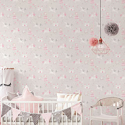 Galerie Wallcoverings Product Code G56525 - Just 4 Kids 2 Wallpaper Collection - Grey Pink Colours - Unicorns and Princesses Design