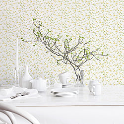 Galerie Wallcoverings Product Code G67891 - Miniatures 2 Wallpaper Collection - Yellow Green White Colours - Small Rose Trail Design