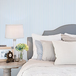 Galerie Wallcoverings Product Code G67908 - Miniatures 2 Wallpaper Collection - Blue White Colours - Narrow Stripe Design