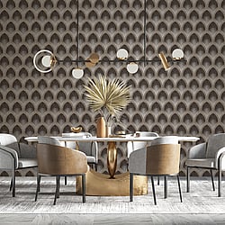 Galerie Wallcoverings Product Code G68087 - Special FX 2 Wallpaper Collection - Black, Taupe Colours - Nouveau Scallop Design