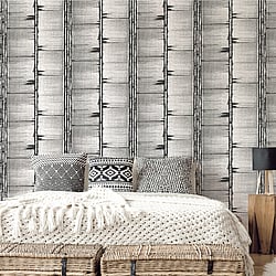 Galerie Wallcoverings Product Code G78283 - Bazaar Wallpaper Collection - Black Grey Colours - Bark Stripe Design