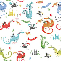 Galerie Wallcoverings Product Code G78368 - Tiny Tots 2 Wallpaper Collection - Bright Colours Colours - Dragons Design