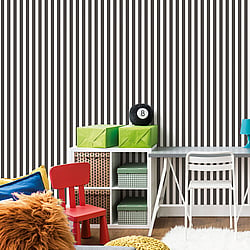 Galerie Wallcoverings Product Code G78399 - Tiny Tots 2 Wallpaper Collection - Black Colours - Regency Stripe Design