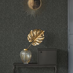 Galerie Wallcoverings Product Code HV41026 - Havana Wallpaper Collection - Grey Black Colours - Havana Floral Geometric Motif Design