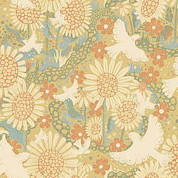 Galerie Wallcoverings Product Code S63008 - Sommarang 2 Wallpaper Collection - Yellow Colours - Songbirds flying over fields of sunflowers Design