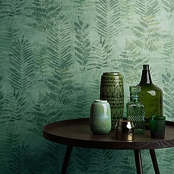 Galerie Wallcoverings Product Code TP21261 - Passenger Wallpaper Collection - Dark Green Colours - Fern Print Design