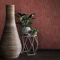 Galerie Wallcoverings Product Code TP21282 - Venise Wallpaper Collection - Red Terracotta Gold Colours - Metallic Ikat Design