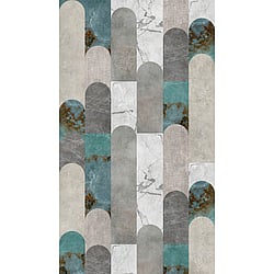 Galerie Wallcoverings Product Code WH45203M - Welcome Home Murals Wallpaper Collection - Beige, Blue, Grey Colours - Urban Marble Curves Design
