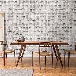 Galerie Wallcoverings Product Code WH45211M - Welcome Home Murals Wallpaper Collection - Grey, White Colours - Stone Pixels Design