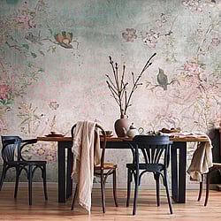 Galerie Wallcoverings Product Code WH45283M - Welcome Home Murals Wallpaper Collection - Multi-coloured Colours - Vintage Garden with Birds and Blossoms Design