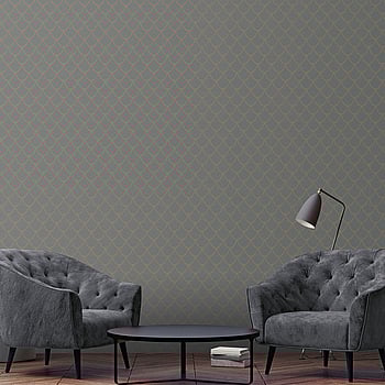 Galerie Wallcoverings Product Code 32721 - The New Design Book Wallpaper Collection - Dark Grey Rose Gold Colours -  