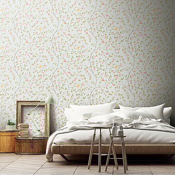 Galerie Wallcoverings Product Code 51027 - Blomstermala Wallpaper Collection - Blue Pink Green Colours -  