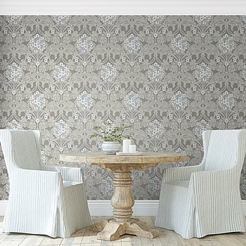 Galerie Wallcoverings Product Code ET12105 - Arts and Crafts Wallpaper Collection - Grey Taupe Blue White Colours -  