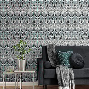 Galerie Wallcoverings Product Code ET12404 - Arts and Crafts Wallpaper Collection - Black Blue Grey Colours -  