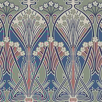 Galerie Wallcoverings Product Code ET12412 - Arts and Crafts Wallpaper Collection - Green Blue Red Colours -  