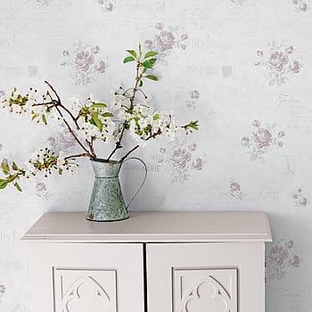 Galerie Wallcoverings Product Code G45082 - Vintage Roses Wallpaper Collection - Burgundy Pink Cream Colours -  